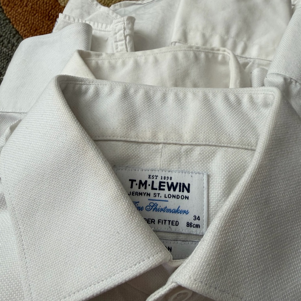 T.M.Lewin Men’s Button Down Dress Shirt Set of four Neck 15 Sleeve Length 34 - Picture 7 of 8